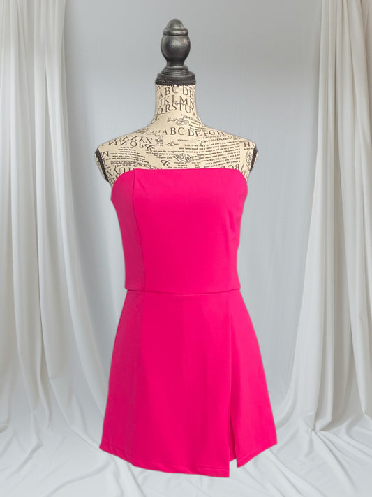 Heavy Knit Strapless Skort Romper