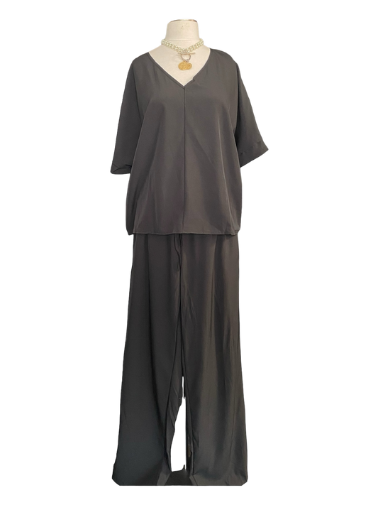 V Neck Batwig Sleeve Top Causal Pants Set