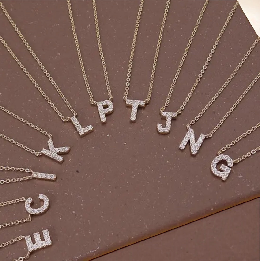 Small Personalized Rhinestone Initial Necklace
