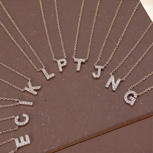 Small Personalized Rhinestone Initial Necklace