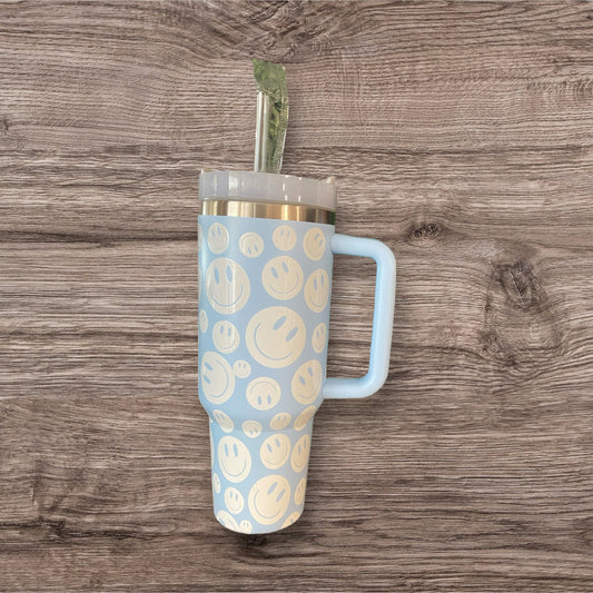 Smiley Face Tumbler w/ Straw