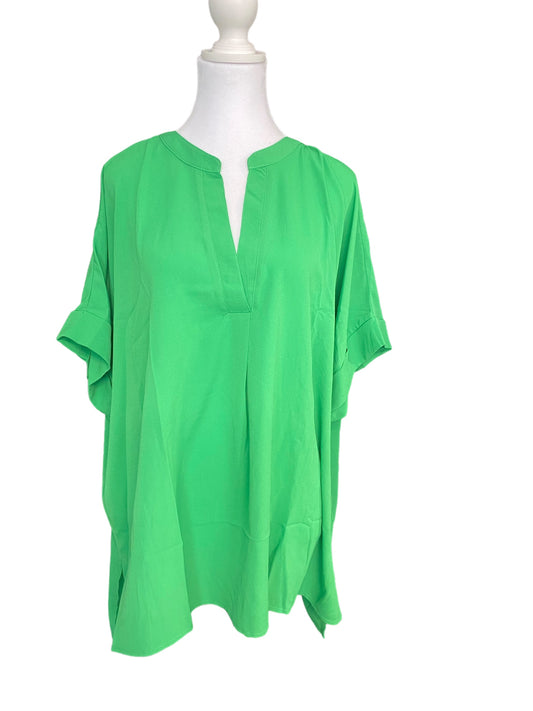 Drop Shoulder V Neck Woven Top