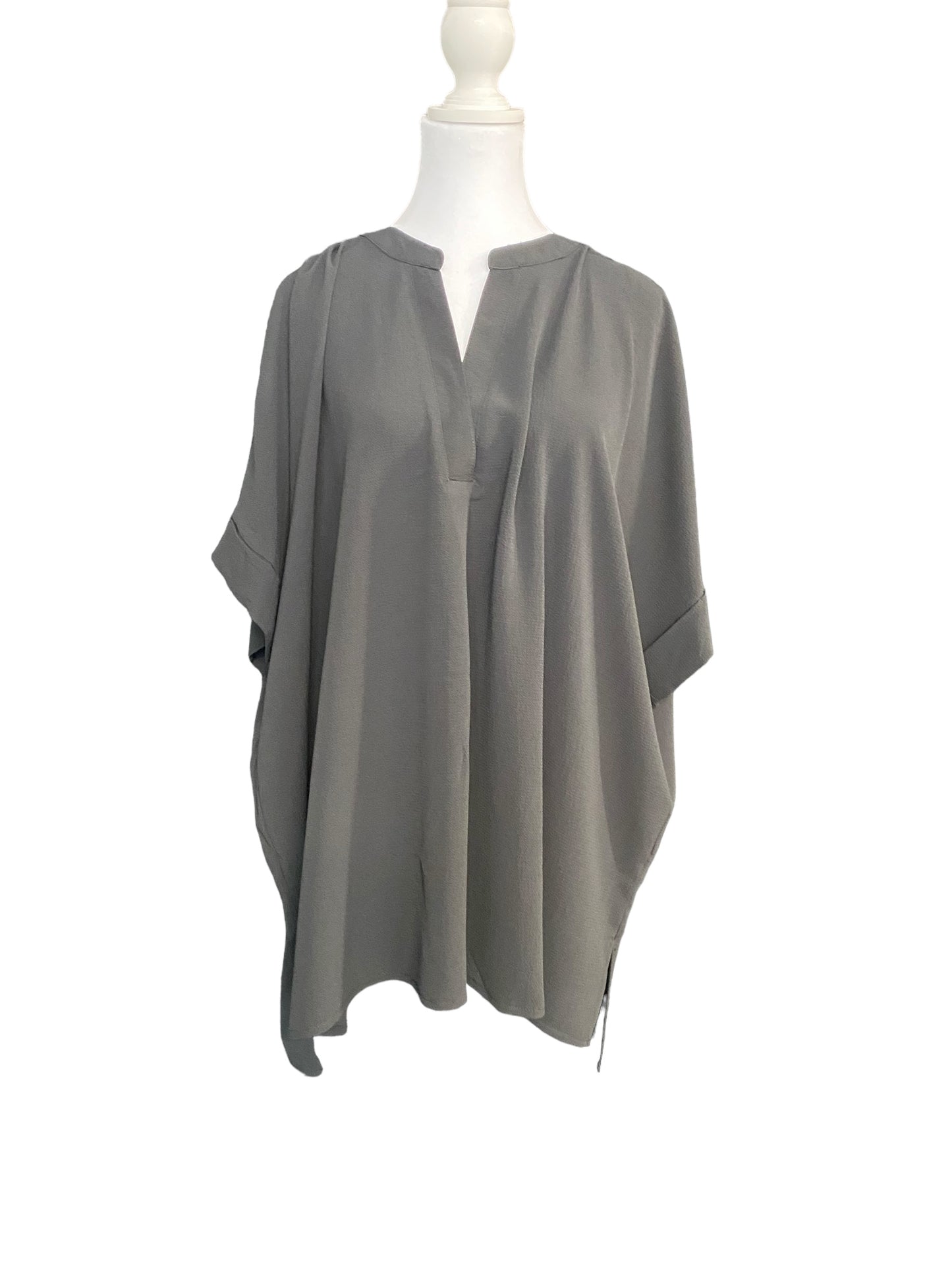 Drop Shoulder V Neck Woven Top