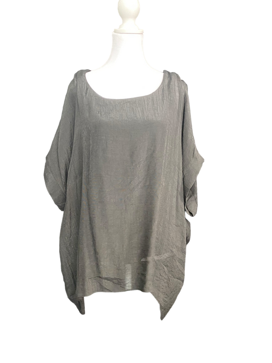 Relaxed Fit High Low Top with Dolman Sleeve