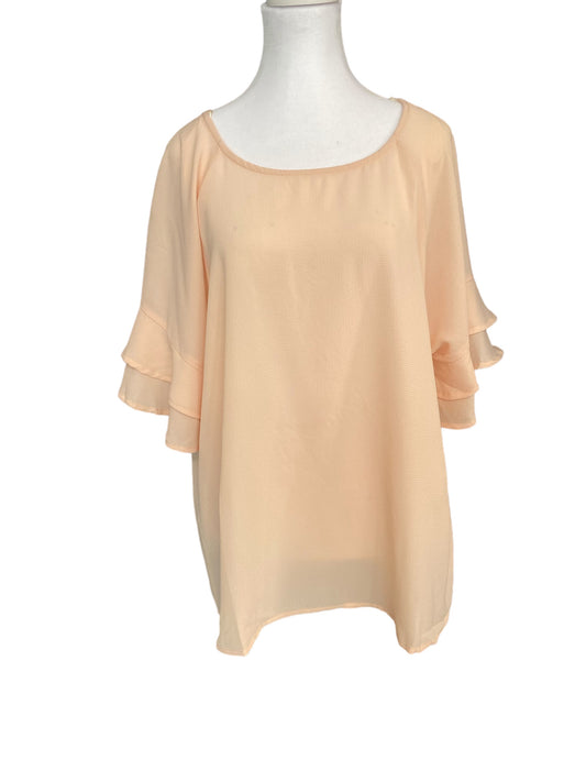 Layered Ruffle Sleeve and Round Neck. Top