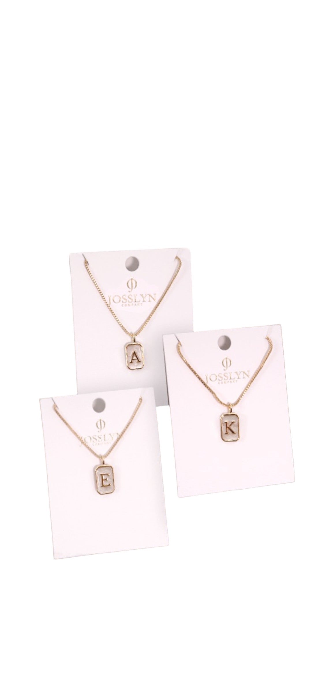 Monogram Initial Rectangle Pearly Charm Necklace