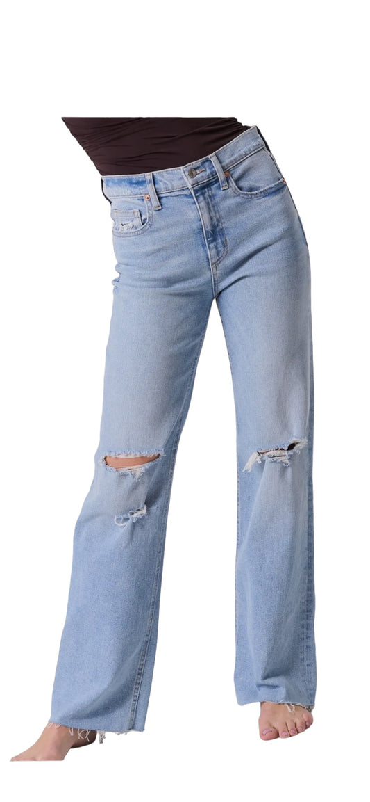 Sneak Peek High Rise Comfort Stretch Wide Straight Leg Jeans