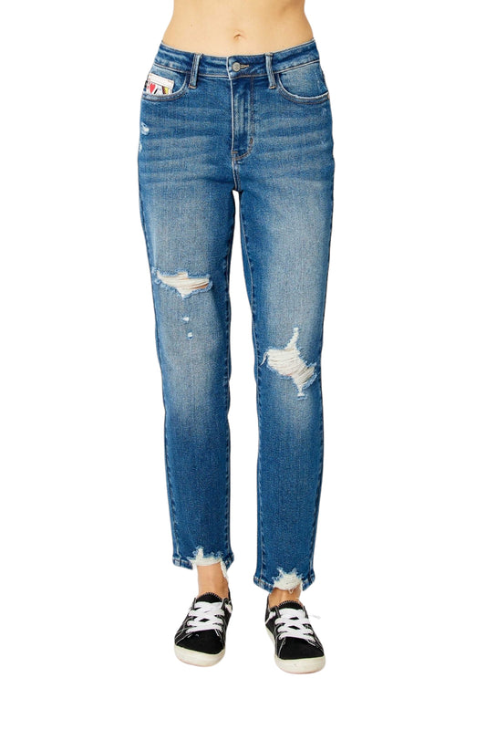 Judy Blue Queen Of Hearts Coin Pocket Boyfriend Jean