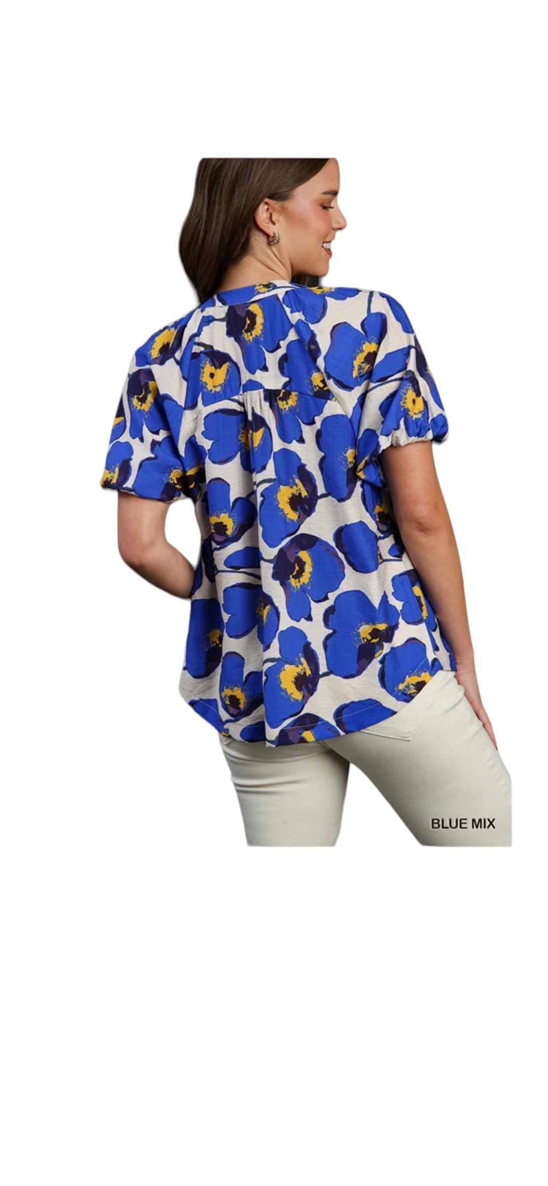 Floral Print Mid Button Down Top